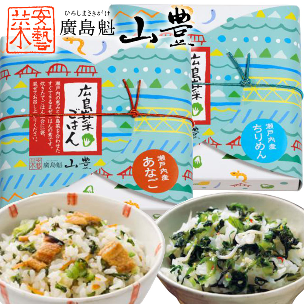 広島菜ごはん 【ちりめん】【あなご】 まぜご飯 2箱セット (1箱100g2合用) 送料込み 漬物 手土産 山豊漬物
