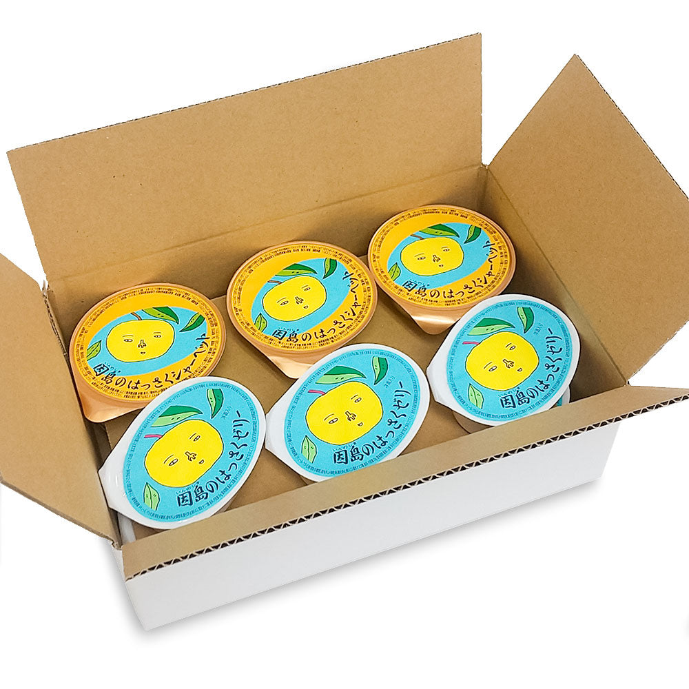広島銘菓 因島のはっさくゼリー 78g6個 はっさくシャーベット 75g6個 合せて12個セット tau 広島 お土産