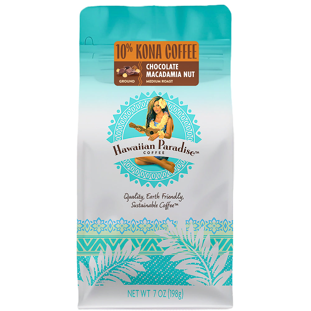 ハワイアンパラダイスコーヒー 10% コナコーヒー チョコマカダミア 198g 2袋 送料無料 フレーバーコーヒー ハワイ 中挽き お土産