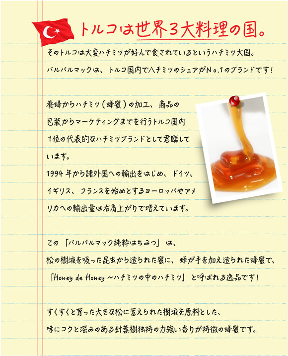 バルパルマック パイン・ハニー 350g トルコ産 はちみつ 蜂蜜 松の蜂蜜 甘露蜜 送料込み