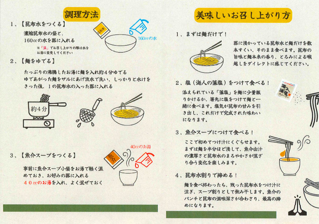 昆布水つけ麺 １人前  生麺 国産小麦100％使用 送料込み　ご当地ラーメン マルバヤシ