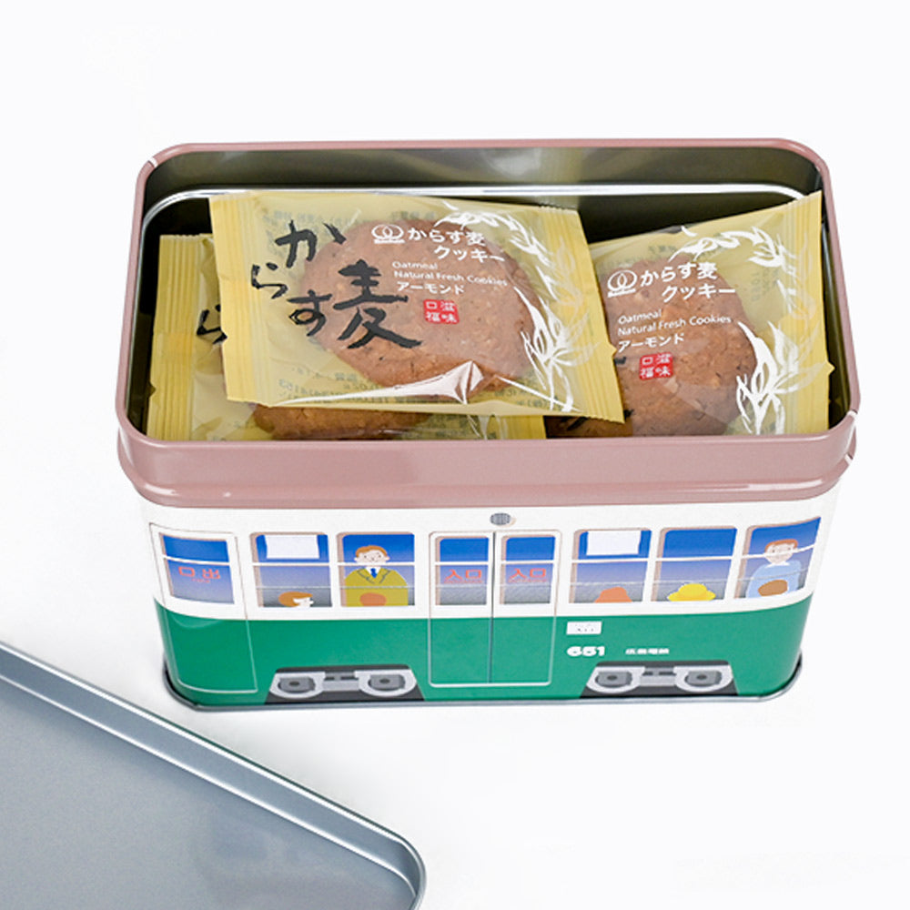 モーツアルト 電車缶クッキー ６５１缶 2缶セット 送料無料 広島お土産 からす麦 バッケンモーツアルト ひろでん