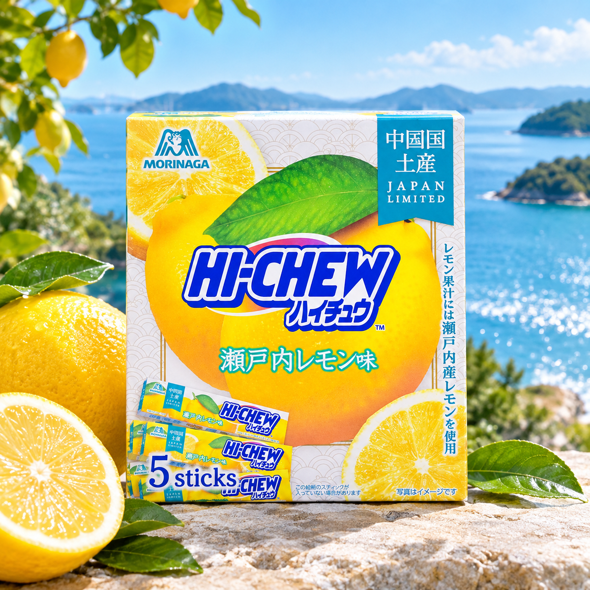 中四国限定 ハイチュウ 瀬戸内レモン味 12粒×5本入り　送料込み　お土産 手土産 個包装 ギフト 森永製菓