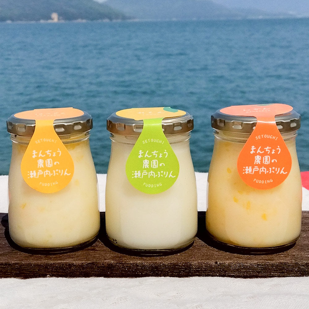 ぷりりん出品 瀬戸内 愛情たっぷりぷりん 1箱3個入り 万汐農園 檸檬・八朔・蜜柑