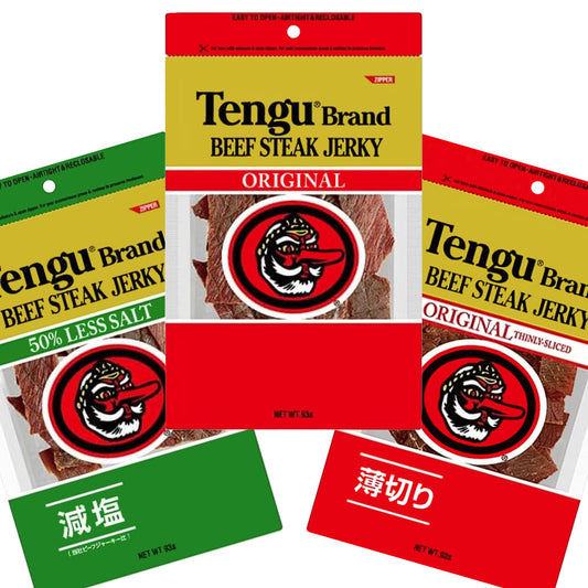 テングビーフジャーキー 93g お好み3種セット オリジナル、減塩、薄切り