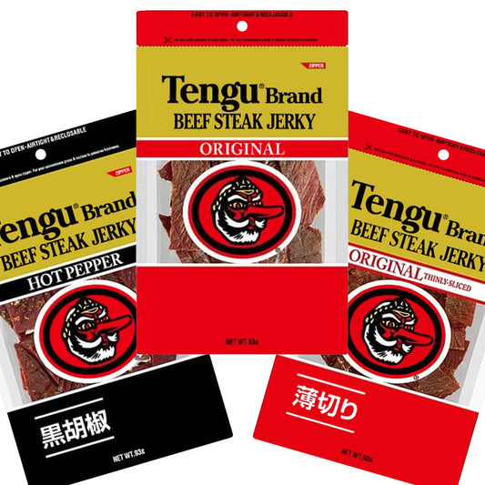 テングビーフジャーキー 93g お好み3種セット オリジナル、ホット、薄切り
