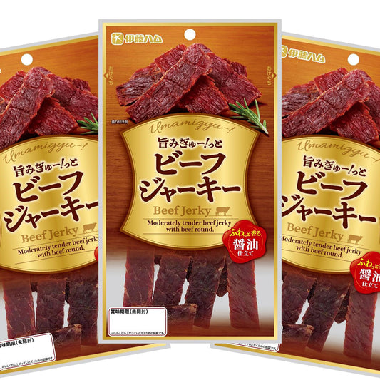 旨みぎゅー！っと ビーフジャーキー ５０ｇ  ふわっと香る醤油仕立て 送料込み 伊藤ハム おつまみ おやつ ポスト便