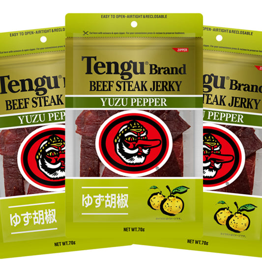 送料無料 テング ビーフジャーキー 柚子胡椒 70g×3袋セット おつまみ 天狗 ポストお届け便