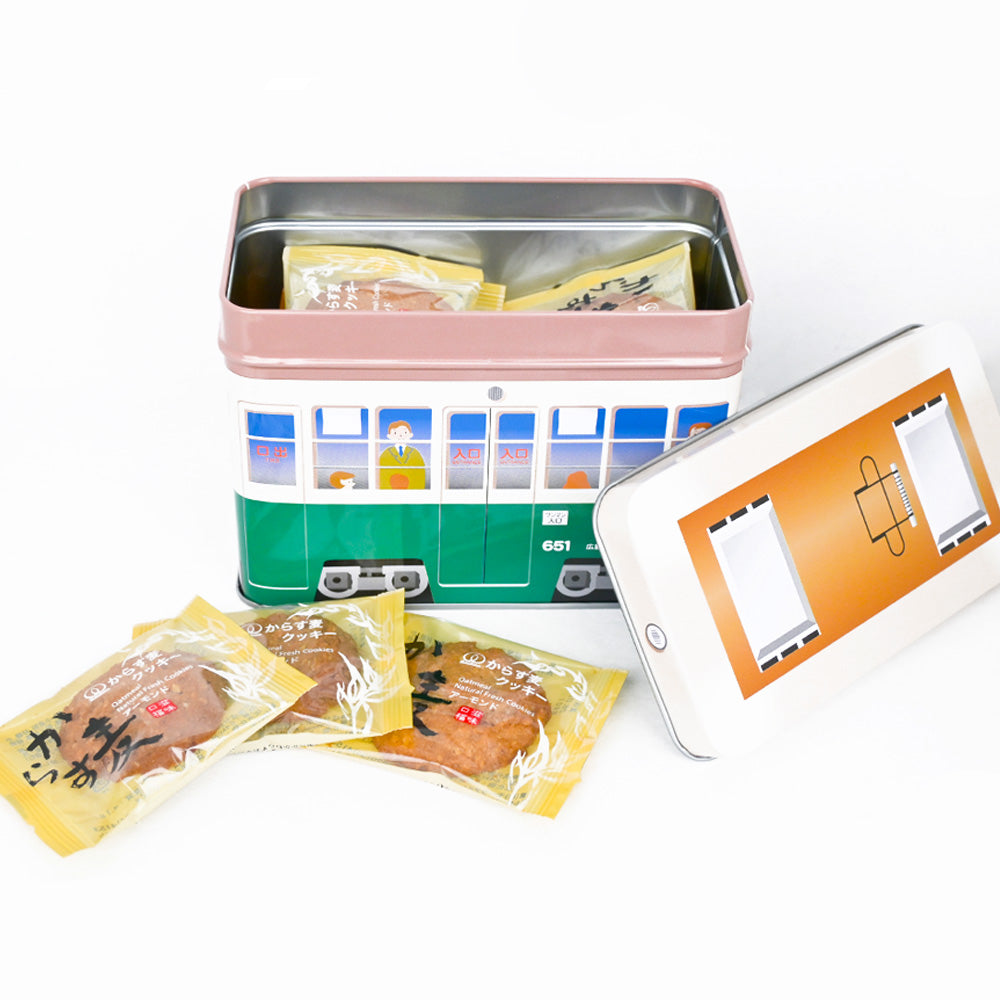 モーツアルト 電車缶クッキー ６５１缶 2缶セット 送料無料 広島お土産 からす麦 バッケンモーツアルト ひろでん