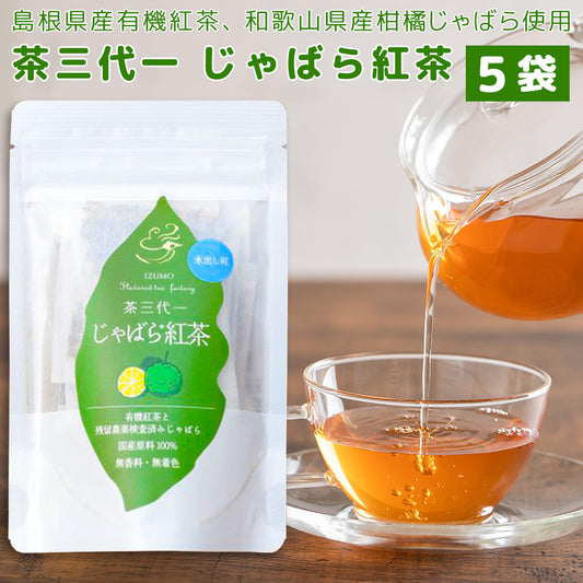 じゃばら紅茶 ティーバック ５袋 （１袋２ｇ×１０Ｐ） 送料込み 島根県産 茶三代一 オーガニック