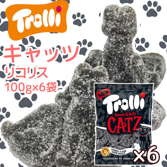 トローリ キャッツ リコリス １００ｇ ６袋セット 送料無料 グミキャンディー スペイン お菓子 グミ ネコ