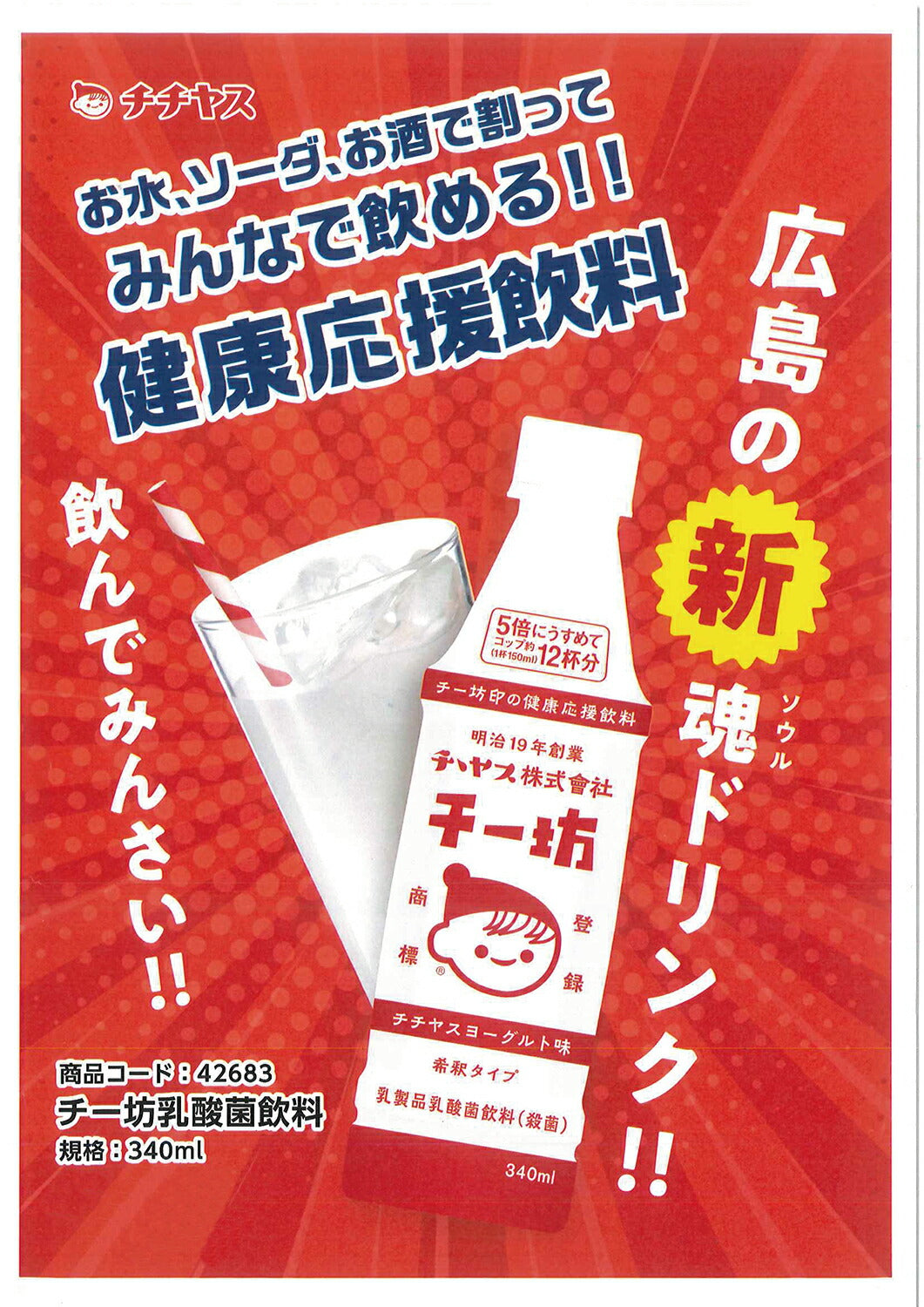 チー坊 乳酸菌飲料 340ml 1箱 24本セット　２箱セット 希釈タイプ　大容量