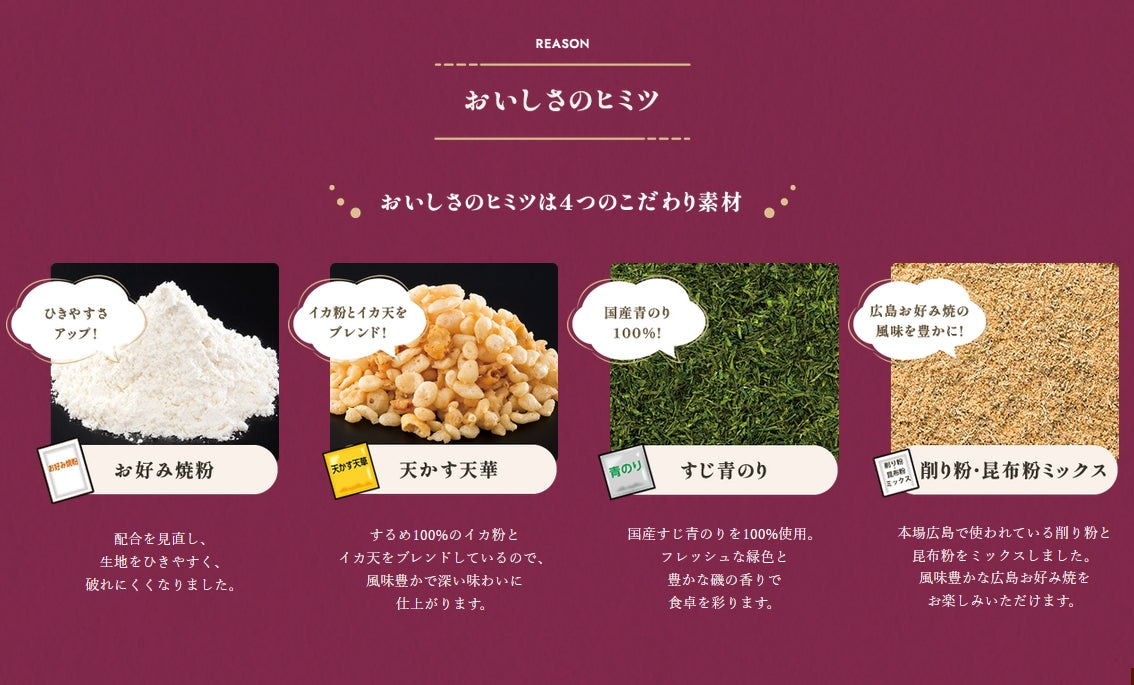 広島お好み焼 こだわりセット 2人前×2袋 (1袋材料4品入り)オタフクミニお好みソース付き 送料無料 簡単調理 オタフク