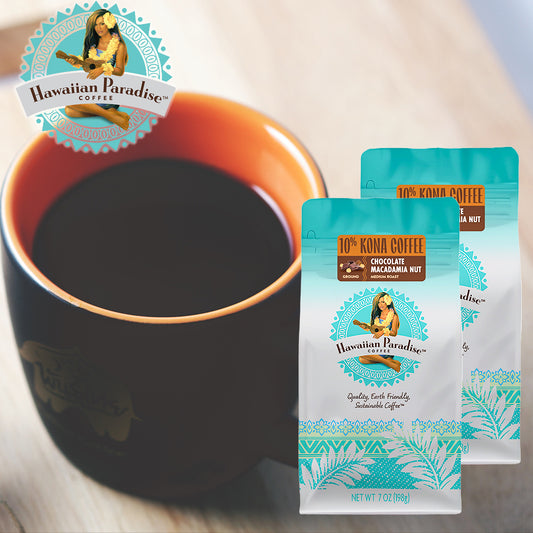 ハワイアンパラダイスコーヒー １０％ コナコーヒー チョコマカダミア １９８ｇ ２袋 送料無料 フレーバーコーヒー ハワイ 中挽き お土産